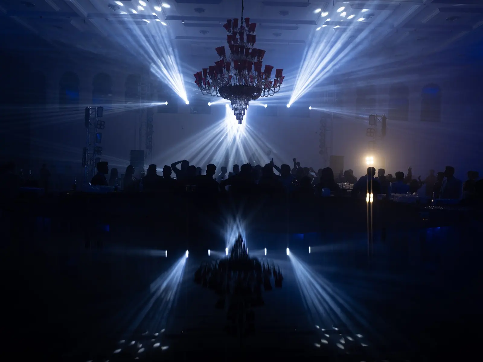 Grand light show at a wedding reception